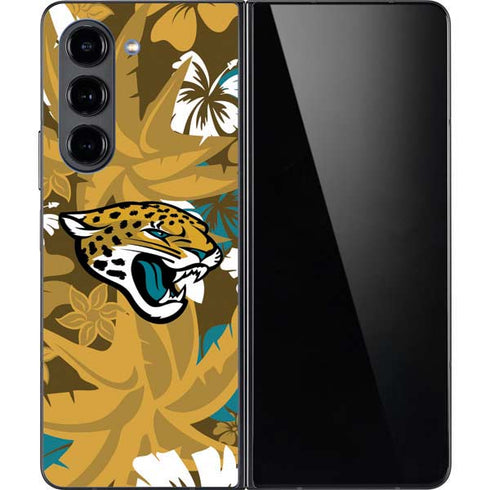NFL Jacksonville Jaguars Tropical Print Galaxy Z Fold5 5G Skin